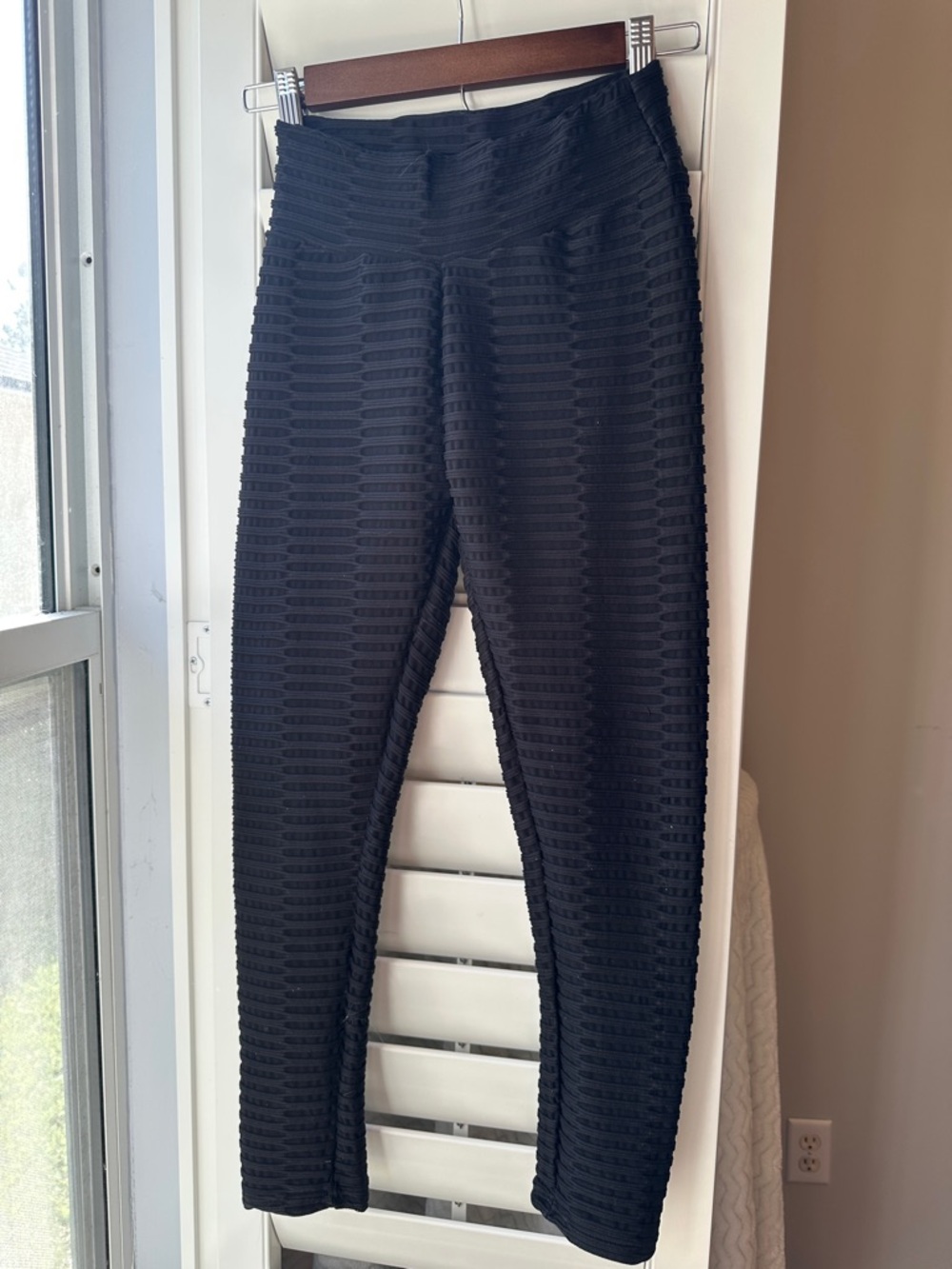 High-Rise Black Textured Leggings